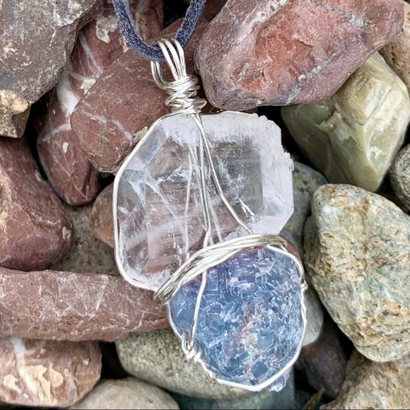 Faden Quartz & Blue Fluorite Drusy Necklace - Picture 11 of 16